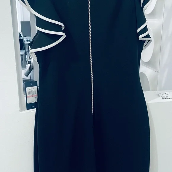 Elegant Black and White Ruffle Dress - Picture 4 of 8